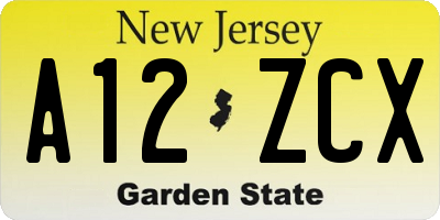 NJ license plate A12ZCX