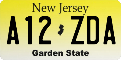 NJ license plate A12ZDA