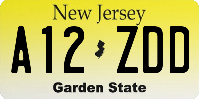 NJ license plate A12ZDD