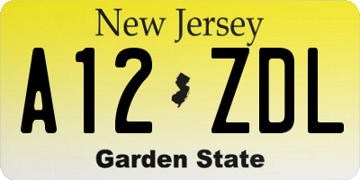 NJ license plate A12ZDL