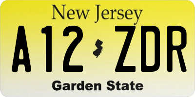 NJ license plate A12ZDR