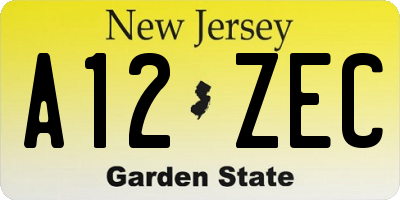 NJ license plate A12ZEC