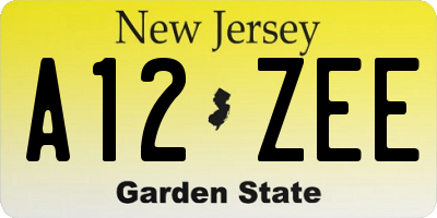 NJ license plate A12ZEE