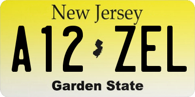NJ license plate A12ZEL