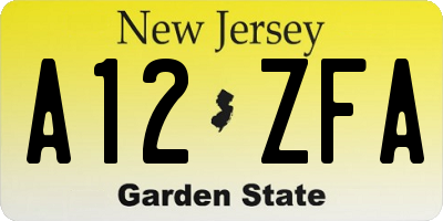 NJ license plate A12ZFA