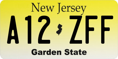 NJ license plate A12ZFF