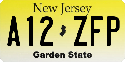 NJ license plate A12ZFP