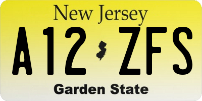 NJ license plate A12ZFS
