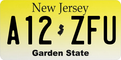 NJ license plate A12ZFU