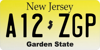 NJ license plate A12ZGP