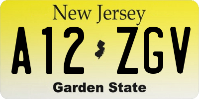 NJ license plate A12ZGV