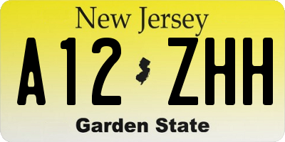 NJ license plate A12ZHH
