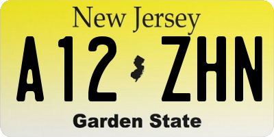 NJ license plate A12ZHN