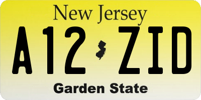 NJ license plate A12ZID