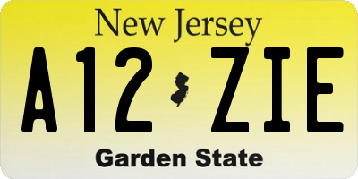 NJ license plate A12ZIE