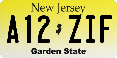 NJ license plate A12ZIF