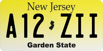NJ license plate A12ZII