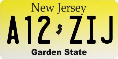 NJ license plate A12ZIJ