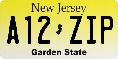 NJ license plate A12ZIP