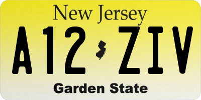 NJ license plate A12ZIV