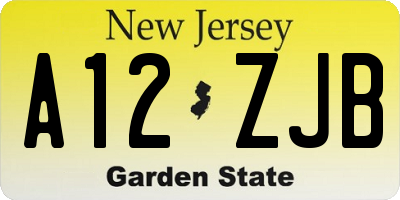 NJ license plate A12ZJB