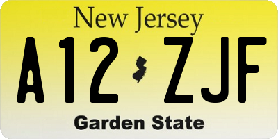 NJ license plate A12ZJF