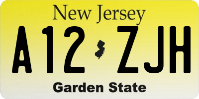 NJ license plate A12ZJH