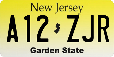 NJ license plate A12ZJR