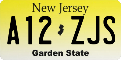 NJ license plate A12ZJS