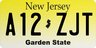 NJ license plate A12ZJT