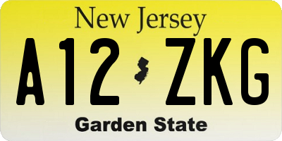 NJ license plate A12ZKG