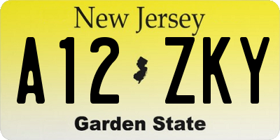 NJ license plate A12ZKY
