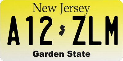 NJ license plate A12ZLM