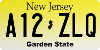 NJ license plate A12ZLQ