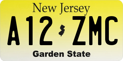 NJ license plate A12ZMC