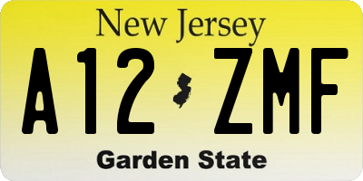 NJ license plate A12ZMF