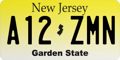 NJ license plate A12ZMN