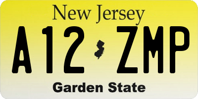 NJ license plate A12ZMP