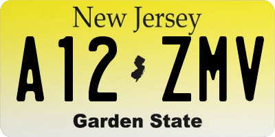 NJ license plate A12ZMV