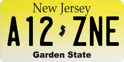 NJ license plate A12ZNE