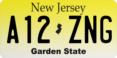 NJ license plate A12ZNG