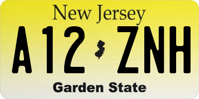 NJ license plate A12ZNH