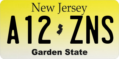 NJ license plate A12ZNS