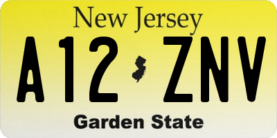 NJ license plate A12ZNV
