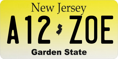 NJ license plate A12ZOE