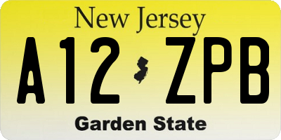 NJ license plate A12ZPB