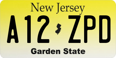 NJ license plate A12ZPD