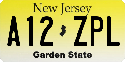 NJ license plate A12ZPL