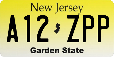 NJ license plate A12ZPP