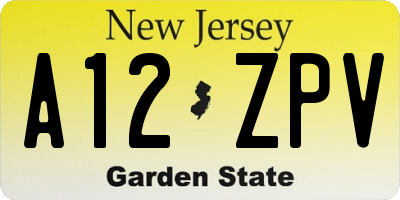 NJ license plate A12ZPV
